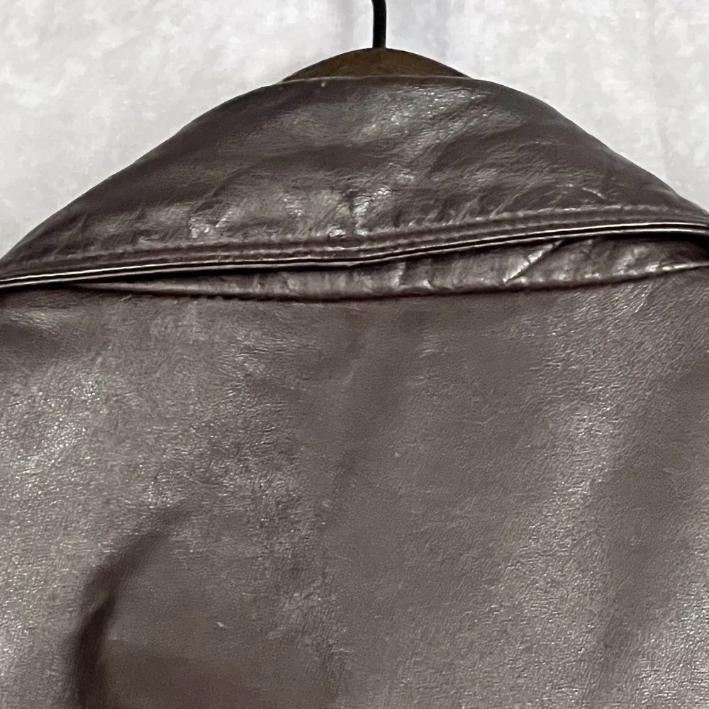Members Only Men's 1X  Bomber Jacket‎ Brown Genuine Leather Vintage